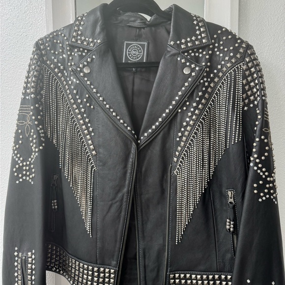 Double D Ranch Jackets & Blazers - Double D Ranch Black Leather Stud & Chain Fringe Jacket